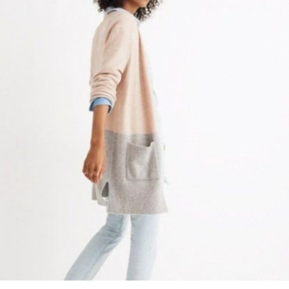 Madewell Kent Heather Color Block Alpaca Blend Open Cardigan - Picture 2 of 8